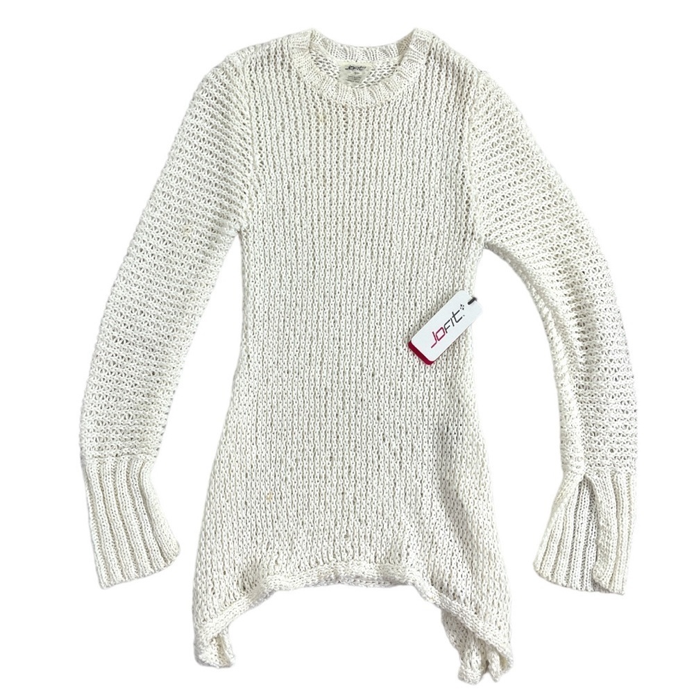 NWT JoFit Stay Inn Sweater size Small in White Asymmetrical Long Hem - Picture 8 of 10